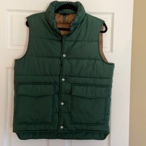 Men’s Lands End Green & Tan Vest Med
